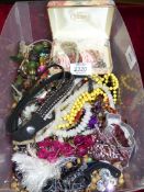 A quantity of miscellaneous costume jewellery including bead necklaces, bracelets etc.