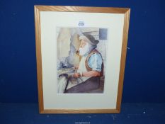 A framed and mounted Watercolour titled 'The Cobbler' by Sheila Edwards,