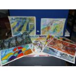 A folder containing original Abstract paintings on paper, mainly in Oil or Acrylic.