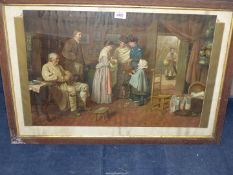 A wooden framed Print titled 'The First Born' printed by Robinson Ltd Bristol. 32 1/4" x 21 3/4".