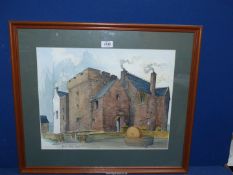 A framed and mounted painting of 'Penhow Castle Gwent' done in Ink and Watercolour,