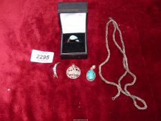 A small quantity of jewellery including; Celtic style pendant marked 55 silver,