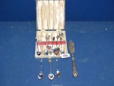 A quantity of hallmarked and continental silver Teaspoons including Birmingham silver with cat