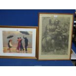 A Jack Vettriano Print titled 'The Singing Butler' depicting figures dancing on a blustery day,