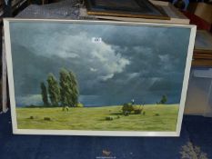 A framed David Shepherd Print titled 'The Last Bales'. 30 3/4" x 20 3/4".
