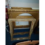 Four gilt gesso picture frames of various sizes and ages (mainly in good condition).