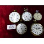 Five Pocket Watches including two crown wound (not running) Ornema & Best Patent LWW,