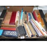 A box of books to include AA Handbook 1962, Family Health Encyclopedia,