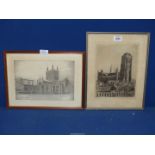 A framed Etching of Basilica of St Mary's of the Assumption Gdansk,