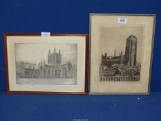 A framed Etching of Basilica of St Mary's of the Assumption Gdansk,