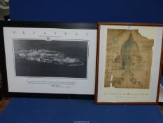 A framed Print of Alcatraz and La Cupola Di Brunelleschi.