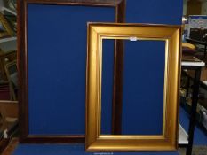 Two large Victorian/Edwardian picture frames; one gilt, the other rosewood veneered,