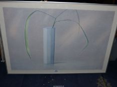 A large framed limited edition Print no. 36/150 Still Life of "Grass in Blue Vase" by Peter Frie.