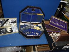 A quantity of cased sets of cutlery (boxes a/f.) including fish eaters, fruit sets, etc.