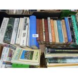 A box of books to include English Farm Wagon, The Great Antarctic by John Mackie,