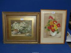 A framed and mounted Watercolour depicting a floral still life, initialled lower right C.A.