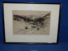 Leonard Squirrel etching of Barden Tower Warfedale Yorkshire, dated 1929,