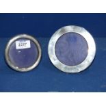 Two small Silver circular photograph Frames; one Chester 1907, 5" diameter,