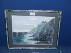 A framed Watercolour titled 'Twilight in Cornwall' by Audrey Pardoe, 20th Century artist.