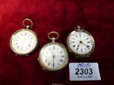 Three silver cased compact key-wound Pocket Watches (1 x 800, 2 x 935 silver), not running,