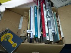 A box of motoring books to include Rolls Royce and Bentley, Aston Martin, etc.
