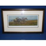 A framed and mounted Malcolm Coward Limited Edition Print, no: 549/850, titled 'On The Gallops'.