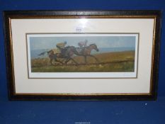 A framed and mounted Malcolm Coward Limited Edition Print, no: 549/850, titled 'On The Gallops'.