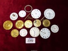Ten pocket watch movements for repair/spares including Grosvenor, "Winterhalter, Pontypool", D.