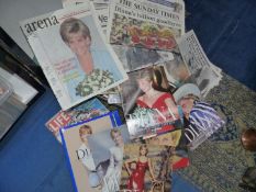 A quantity of books and newspapers on Princess Diana of Wales.