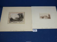 Two small sepia drawings, after John Constable.