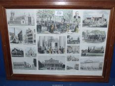 A wooden framed print depicting Cheltenham illustrated.