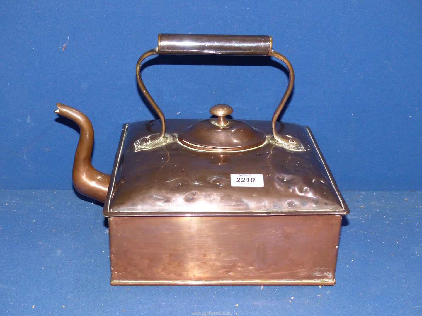 A large square Copper kettle, 10 3/4" square.