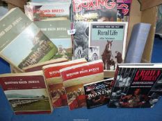 A box of books to include The Hereford Breed Journal from the 1960's, Boxing,