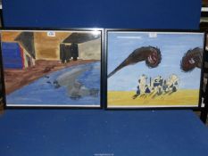 A pair of Donato Forte Abstract paintings in poster colours on paper, signed.