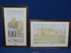 Two watercolours of Arabic fortification scenes, signed by Arabic Artist in glazed frames.