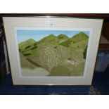 A large framed and mounted Limited Edition Print (85/350) titled 'Malvern Hills',