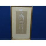 Kenneth Proctor, Watercolour of standing nude, signed, label verso.