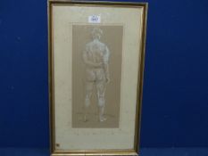 Kenneth Proctor, Watercolour of standing nude, signed, label verso.