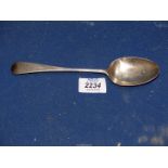 A Silver serving spoon, London 1796, engraved initials 'S.B.' to 'W.B'.