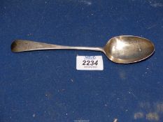 A Silver serving spoon, London 1796, engraved initials 'S.B.' to 'W.B'.