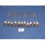 Eleven Silver Teaspoons, Sheffield 1892, H.W. (Lee & Wigfull), 168 gms.