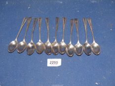 Eleven Silver Teaspoons, Sheffield 1892, H.W. (Lee & Wigfull), 168 gms.