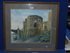 A Winsor Grimes framed and mounted Ink and Watercolour painting depicting 'Newport Castle',