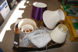 Three table lamps, paper bags etc.