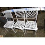 Three white painted Aluminium chairs.