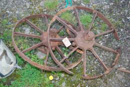Ransomes Simms and Jefferies cast implement wheels.