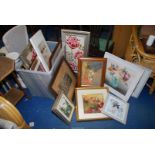 A large quantity of floral pictures etc.