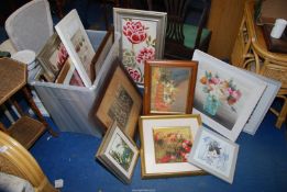 A large quantity of floral pictures etc.