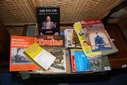 A box of Railway magazines.
