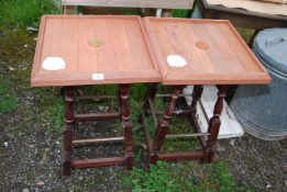 Two bar tables, 18 1/2'' square x 28 1/2'' high.